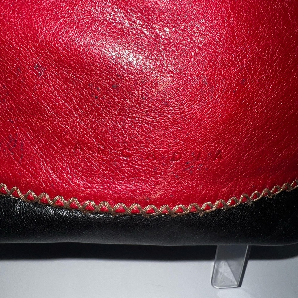 Arcadia Red and Black Leather Shoulder‎ Bag Made In Italy - Picture 2 of 7